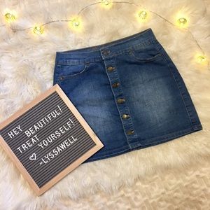 Denim Jean Button Skirt {S}